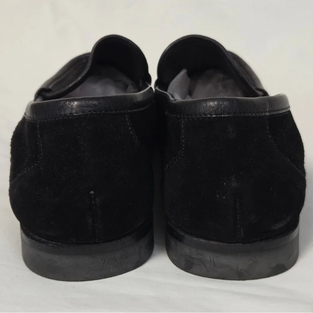 Renzo Favero Mens Black Perforated Suede Loafers 8.5